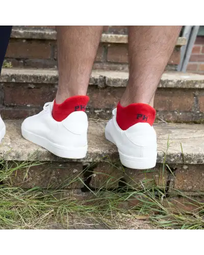 Men PEPER HAROW Organic Mens Trainer Sport Socks - Red £14.00