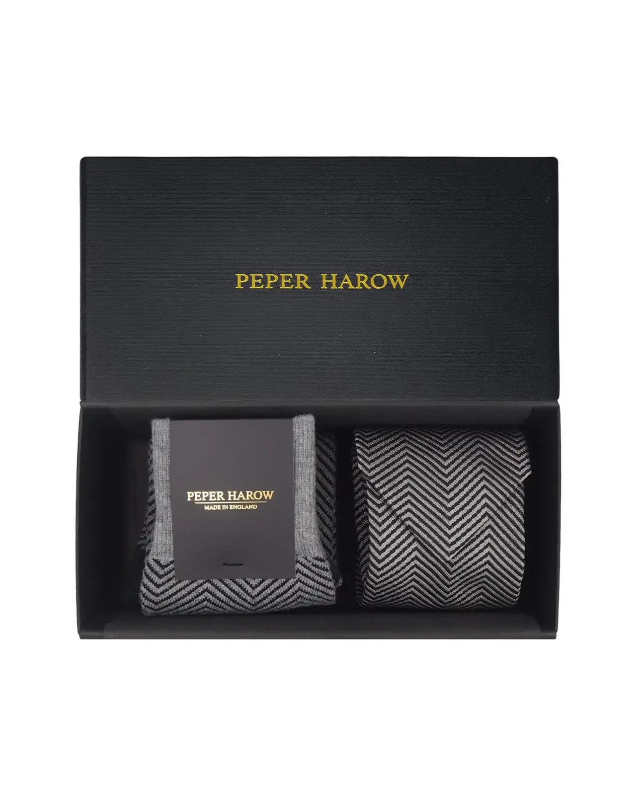 Gents PEPER HAROW Grey Lux Taylor Tie Socks Mens Gift Box £77.00
