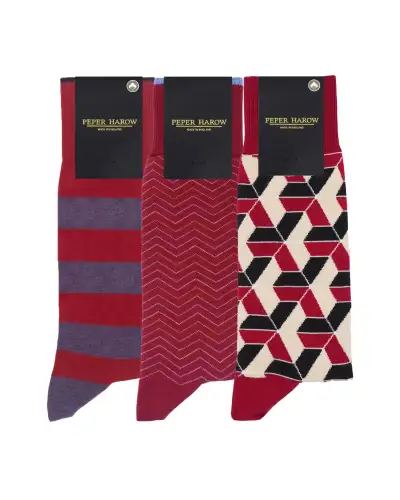 Men PEPER HAROW Mens Socks Bundle - Burgundy £45.00