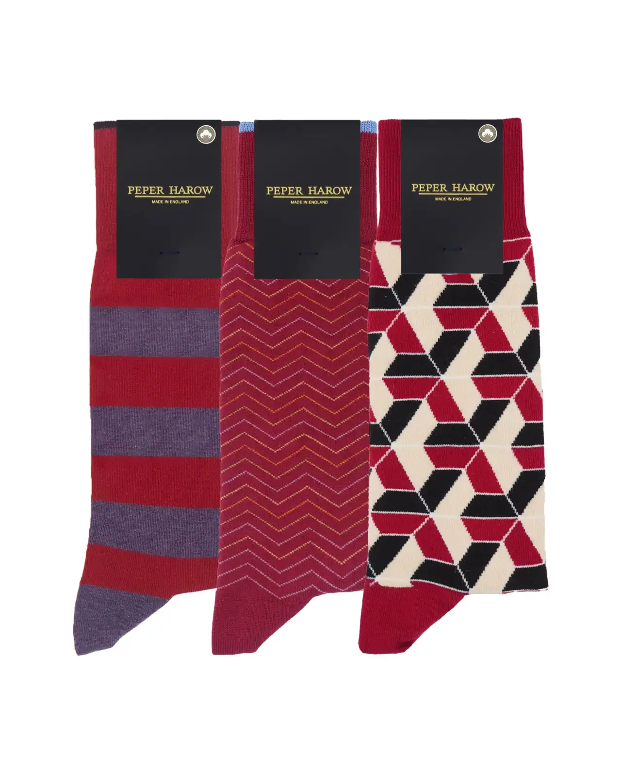 Men PEPER HAROW Mens Socks Bundle - Burgundy £45.00