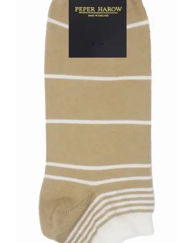 Women PEPER HAROW Retro Stripe Womens Trainer Socks - Beige £11.00