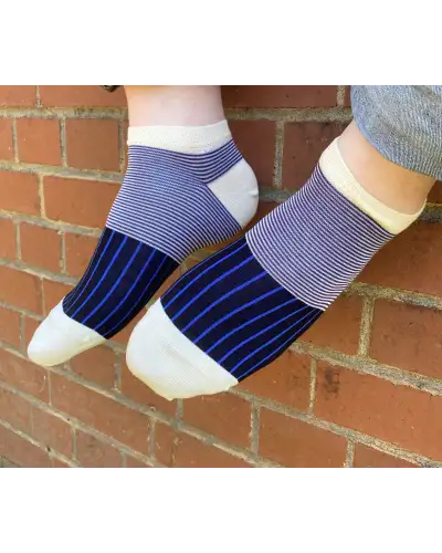 Men PEPER HAROW Oxford Stripe Mens Trainer Socks - Black £13.00