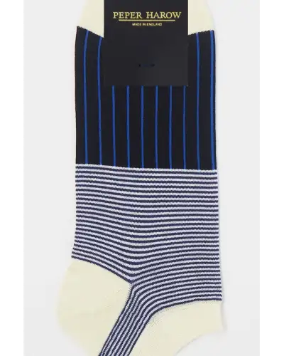 Men PEPER HAROW Oxford Stripe Mens Trainer Socks - Black £13.00