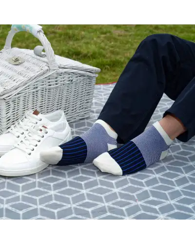 Men PEPER HAROW Oxford Stripe Mens Trainer Socks - Black £13.00