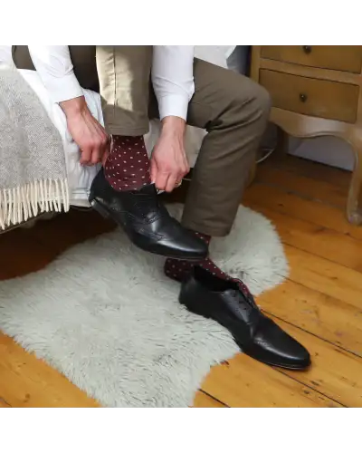 Men PEPER HAROW Pin Polka Mens Socks - Burgundy £16.00