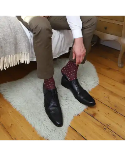 Men PEPER HAROW Pin Polka Mens Socks - Burgundy £16.00