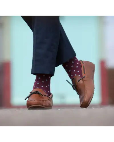 Men PEPER HAROW Pin Polka Mens Socks - Burgundy £16.00