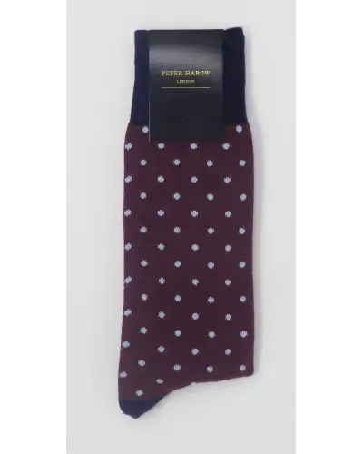 Men PEPER HAROW Pin Polka Mens Socks - Burgundy £16.00