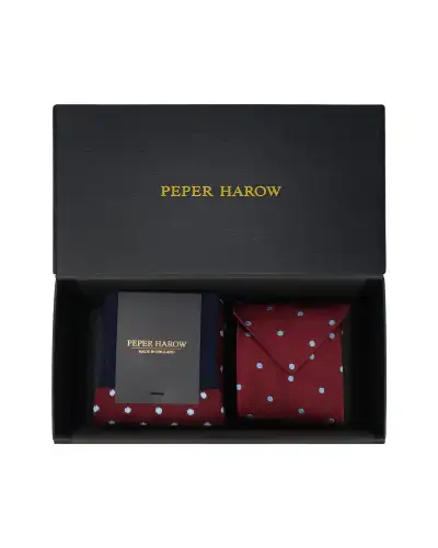 Gents LeadenhallUK Burgundy Pin Polka Tie Socks Mens Gift Box £77.00