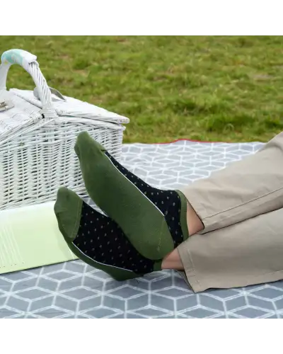 Men PEPER HAROW Polka Mens Organic Trainer Socks - Khaki £14.00