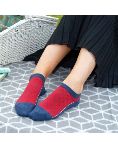 Women PEPER HAROW Polka Womens Organic Trainer Socks - Denim £11.00