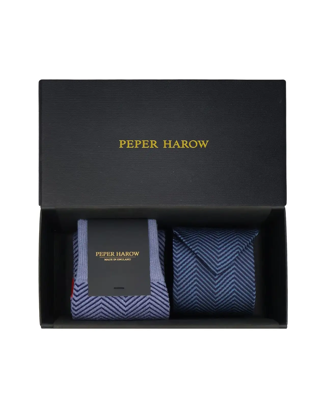 Gents PEPER HAROW Blue Lux Taylor Tie Socks Mens Gift Box £77.00