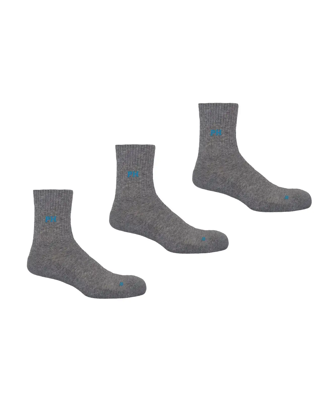 Men PEPER HAROW 3 Pack Essential Quarter Mens Sport Socks - Grey £27.00
