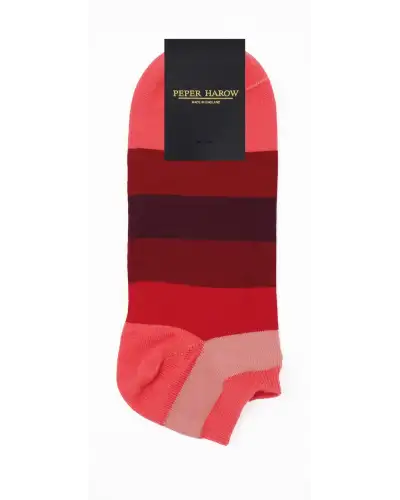 Men PEPER HAROW Block Stripe Mens Trainer Socks - Fire £13.00