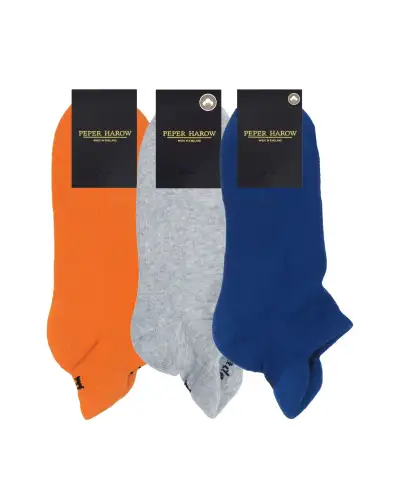 Sport PEPER HAROW MenS Organic Trainer Sports Sock 3 Pack - Orange Grey And Blue £36.00