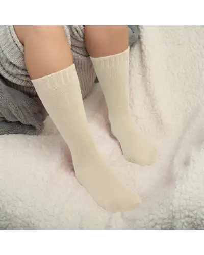 Women PEPER HAROW Ribbed Cuff Womens Bed Socks - Cream £15.00