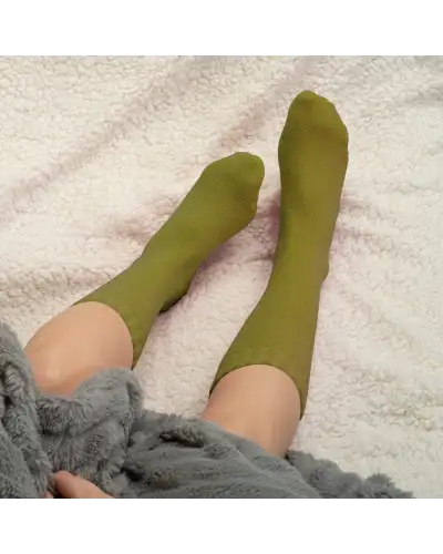 Women PEPER HAROW Ribbed Cuff Womens Bed Socks - Green £15.00