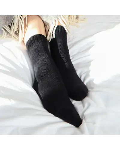 Women PEPER HAROW Ribbed Cuff Womens Bed Socks - Black £15.00