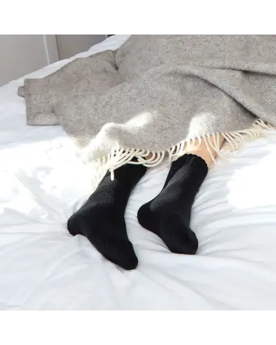 Women PEPER HAROW Ribbed Cuff Womens Bed Socks - Black £15.00