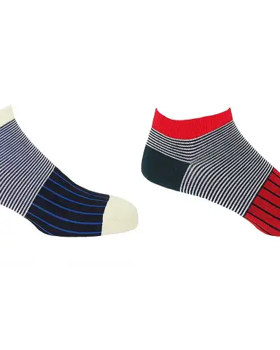 Men PEPER HAROW Oxford Stripe Mens Trainer Socks Bundle - Black Scarlet £18.00