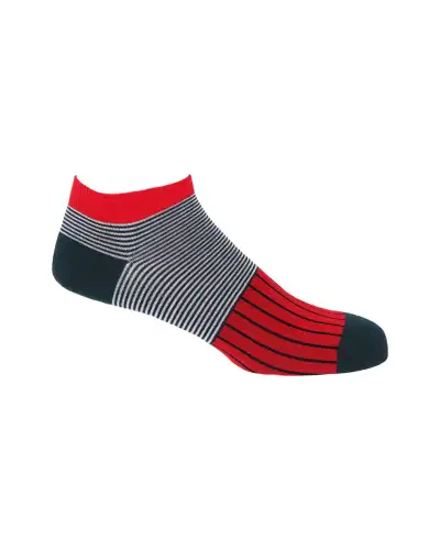 Men PEPER HAROW Oxford Stripe Mens Trainer Socks Bundle - Black Scarlet £18.00