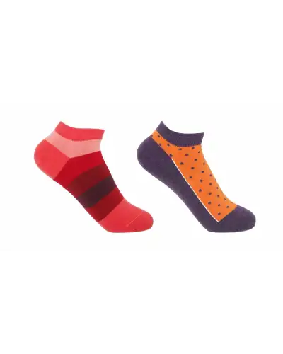 Block Stripe Polka Organic Womens Trainer Socks Bundle - Fire Berry | PEPER HAROW PH 7708428107950 Women Sock