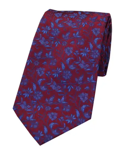 Silk Ties Soprano Ties Soprano Wine With Small Flowers Pattern Silk Tie £24.00