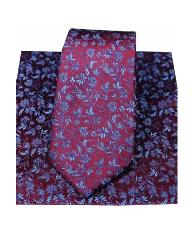 Silk Hankies Soprano Ties Soprano Wine With Small Flowers Silk Tie and Hanky £34.00