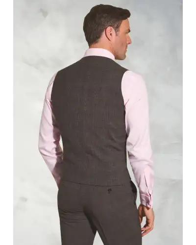 Waistcoats Brook Taverner Tailored Fit Cassino Grey Check Washable Waistcoat £71.00