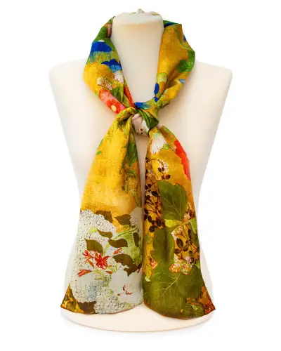 Scarves Fox and Chave Asian Iris and Blossom Silk Habotai Scarf £42.00