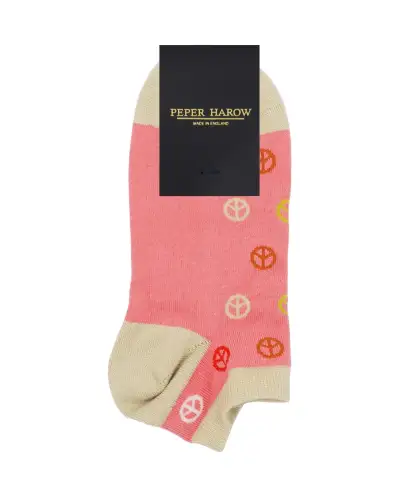 Women PEPER HAROW Peace Womens Trainer Socks - Pink £11.00