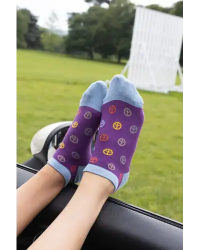Women PEPER HAROW Peace Womens Trainer Socks - Purple £11.00