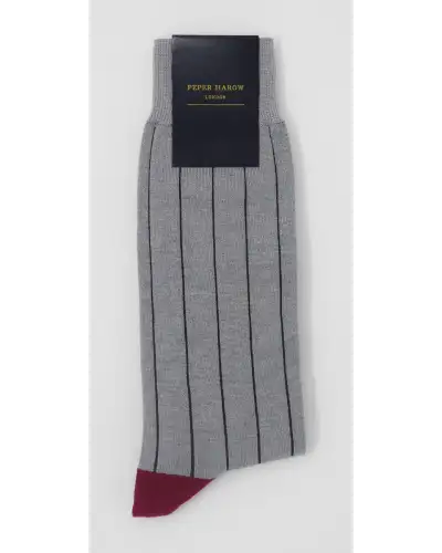 Men PEPER HAROW Pin Stripe Mens Socks - Ash £16.00
