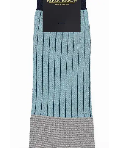 Men PEPER HAROW Oxford Stripe Mens Socks - Blue £16.00