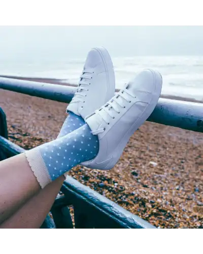 Women PEPER HAROW Pin Polka Womens Socks - Blue £15.00