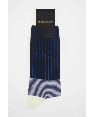 Men PEPER HAROW Oxford Stripe Mens Socks - Black £16.00