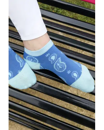 Women PEPER HAROW Paisley Womens Trainer Socks - Blue £11.00