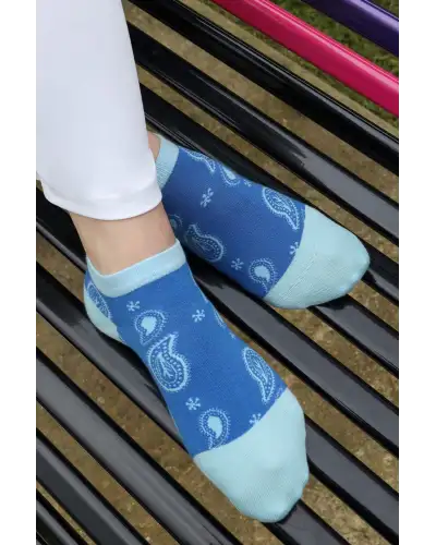 Women PEPER HAROW Paisley Womens Trainer Socks - Blue £11.00