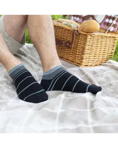 Men PEPER HAROW Retro Stripe Mens Trainer Socks - Onyx £13.00