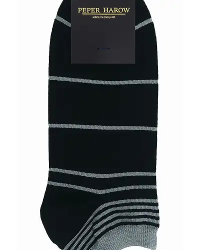 Men PEPER HAROW Retro Stripe Mens Trainer Socks - Onyx £13.00