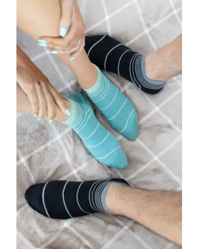 Men PEPER HAROW Retro Stripe Mens Trainer Socks - Onyx £13.00