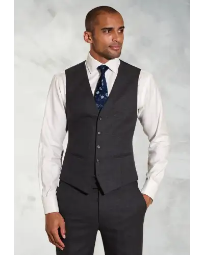 Wool Suits Brook Taverner Tailored Fit Wells Charcoal Wool Blend Waistcoat £45.00