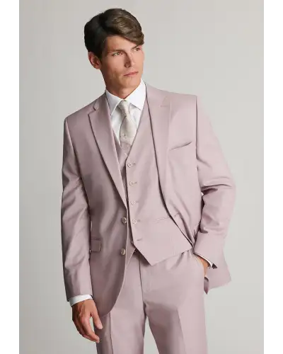 Waistcoats Brook Taverner Tailored Fit Hayton Pink Textured Suit Waistcoat £45.00