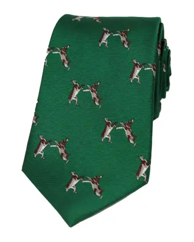 Silk Ties Soprano Ties Soprano Boxing Hares On Country Green Ground Country Silk Tie £26.00