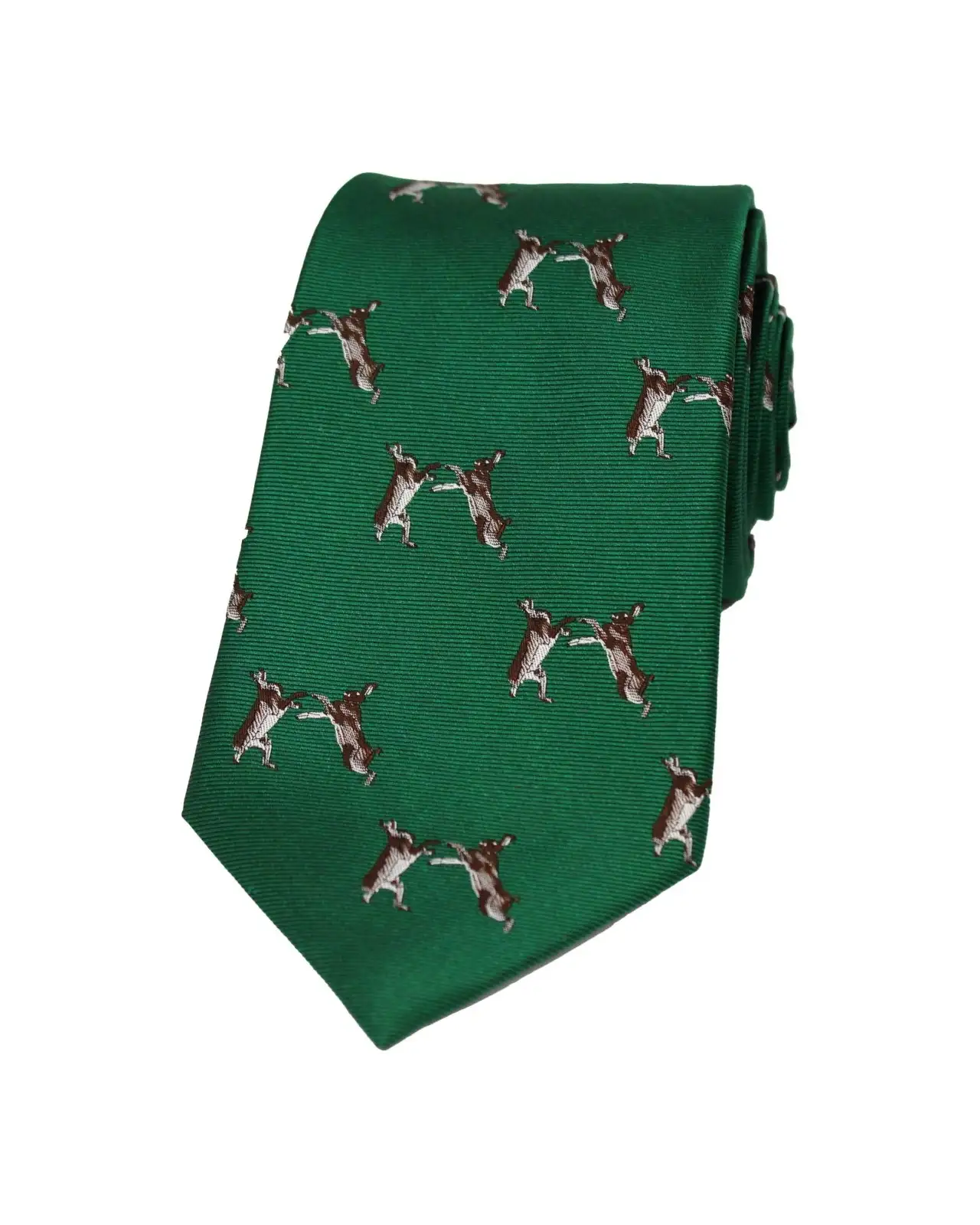 Silk Ties Soprano Ties Soprano Boxing Hares On Country Green Ground Country Silk Tie £26.00