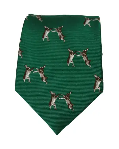 Silk Ties Soprano Ties Soprano Boxing Hares On Country Green Ground Country Silk Tie £26.00