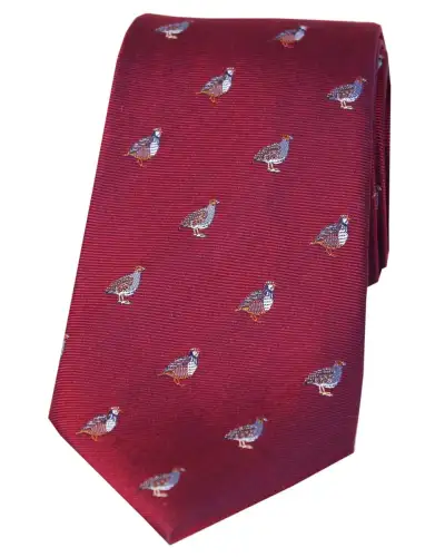 Silk Ties Soprano Ties Soprano Grouse And Partridge On Wine Ground Country Silk Tie £24.00