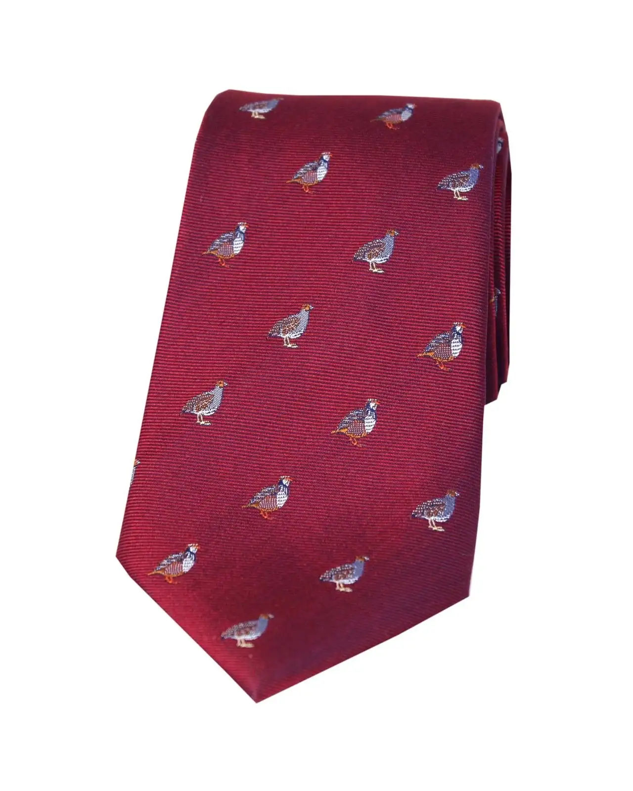 Silk Ties Soprano Ties Soprano Grouse And Partridge On Wine Ground Country Silk Tie £24.00