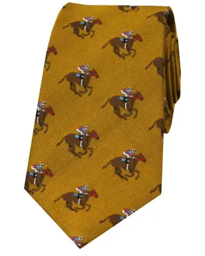 Silk Ties Soprano Ties Soprano Luxury Gold Horse Racing Woven Silk Tie £24.00