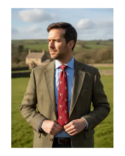 Silk Ties Soprano Ties Soprano Flying Ducks On Red Ground Country Silk Tie £18.00